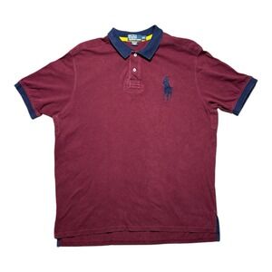 Vintage Polo Ralph Lauren Big Pony Maroon Short Sleeve Polo Armpit Vents XXL Men